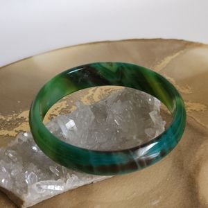 Green Agate Bangle Gemstone Bracelet | NEW